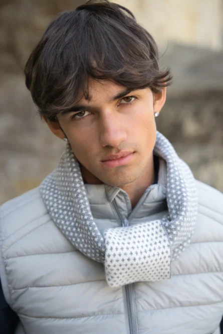 Bufanda Gris Claro y Gris Oscuro Jacquard