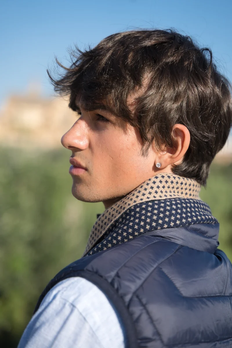 Bufanda Marino y Camel Jacquard