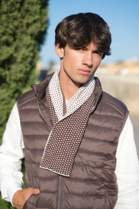 Bufanda Marrón y Crema Jacquard
