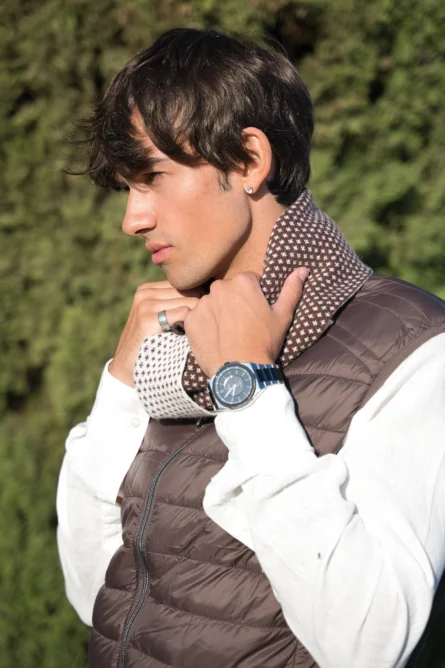 Bufanda Marrón y Crema Jacquard