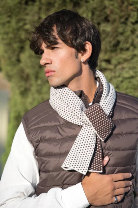 Bufanda Marrón y Crema Jacquard