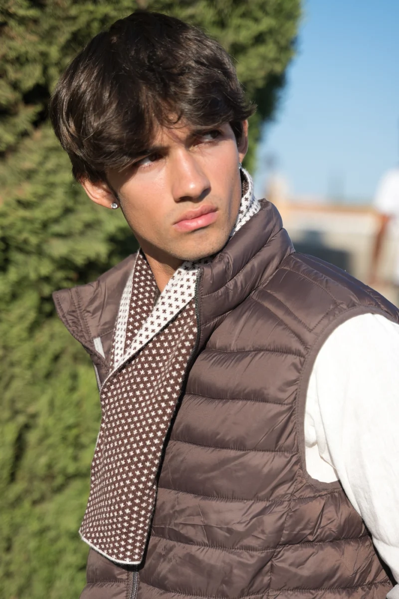 Bufanda Marrón y Crema Jacquard