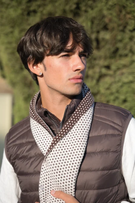 Bufanda Marrón y Crema Jacquard