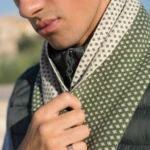 Bufanda Verde y Camel Jacquard