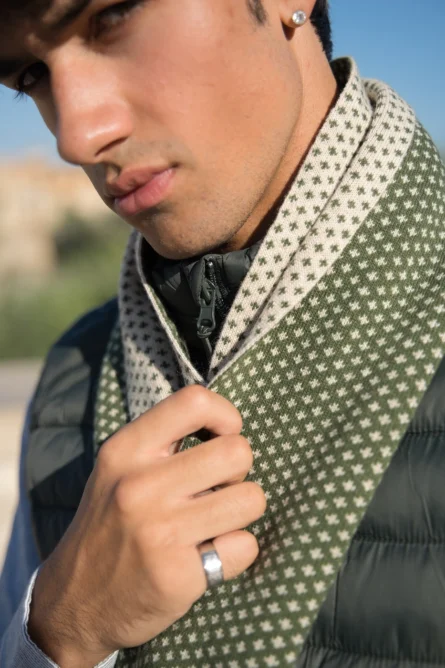 Bufanda Verde y Camel Jacquard