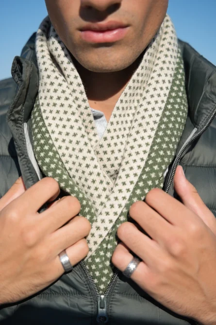 Bufanda Verde y Camel Jacquard