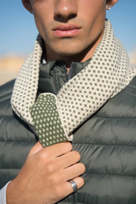 Bufanda Verde y Camel Jacquard