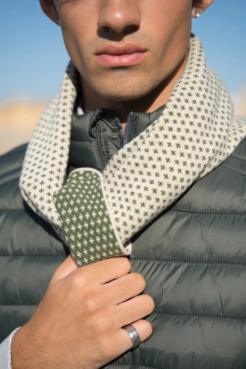Bufanda Verde y Camel Jacquard