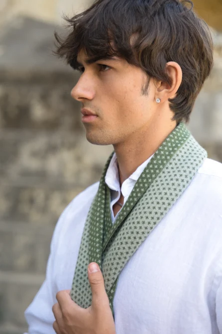 Bufanda Verde Claro y Verde Oscuro Jacquard