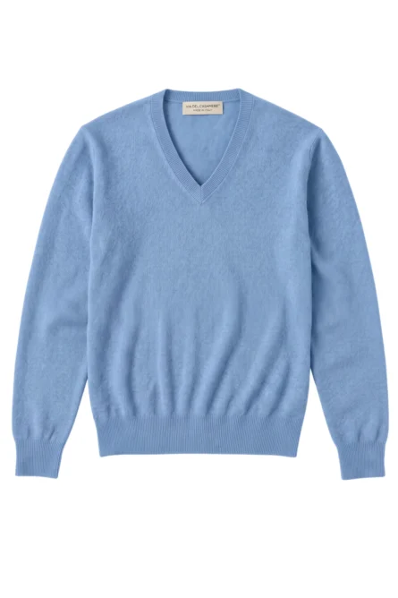 Jersey Cashmere Celeste Cuello de Pico - Imagen 2
