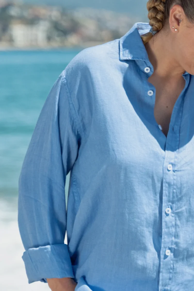 Camisa Puro Lino Premium Azul