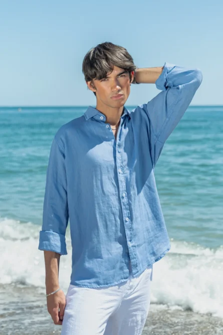 Camisa Puro Lino Premium Azul