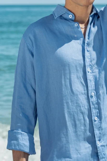 Camisa Puro Lino Premium Azul