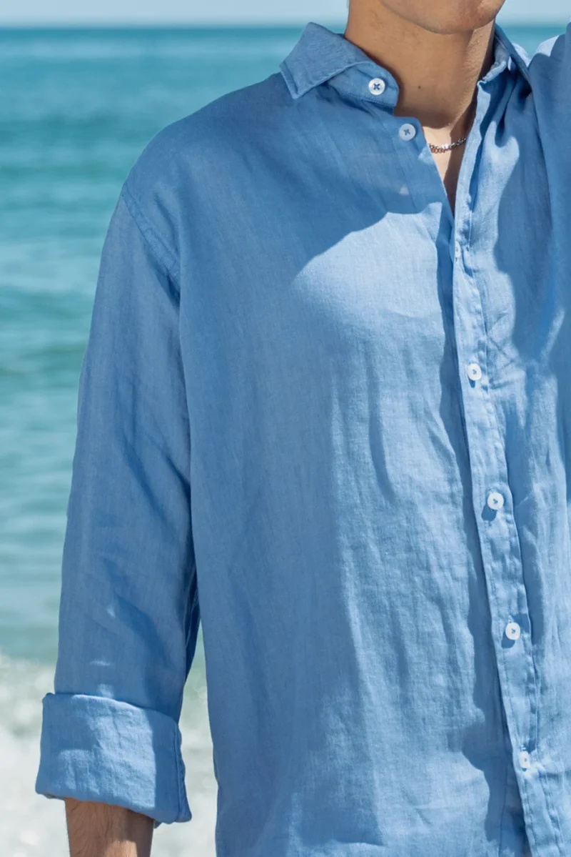 Camisa Puro Lino Premium Azul