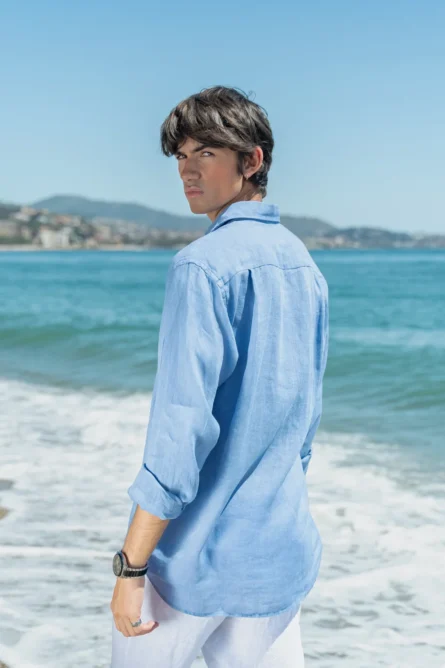 Camisa Puro Lino Premium Azul