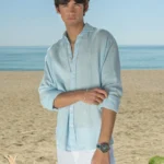 Camisa Puro Lino Premium Celeste