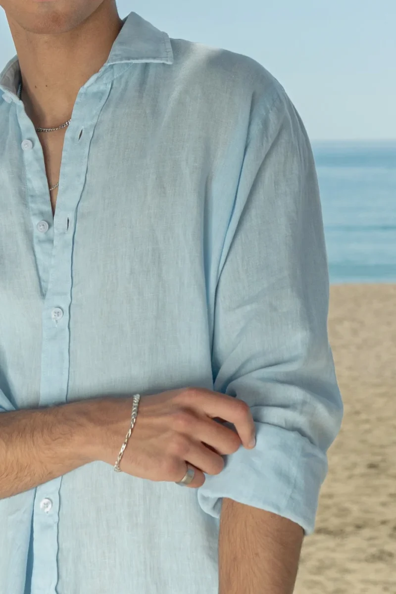 Camisa Puro Lino Premium Celeste
