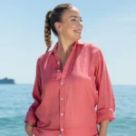 Camisa Puro Lino Premium Coral Mujer