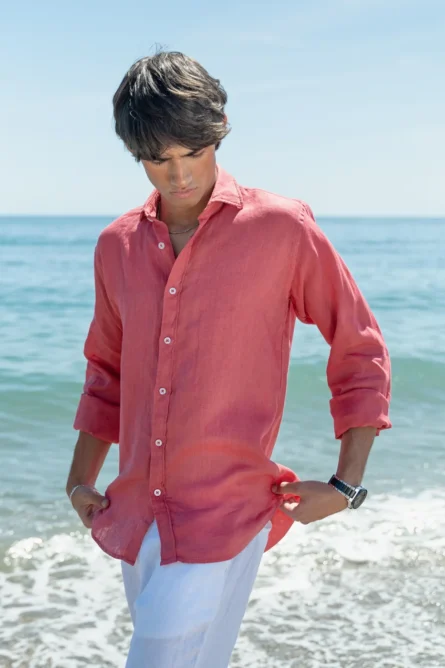 Camisa Puro Lino Premium Coral