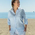 Camisa Lino Algodón Kodac Celeste Azul