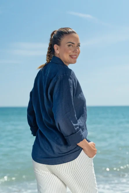 Camisa Puro Lino Premium Marino