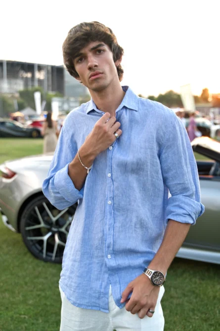 Camisa Lino Algodón Azul Melange