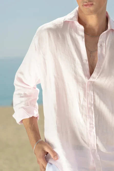 Camisa Puro Lino Premium Rosa