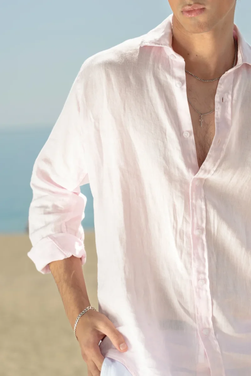 Camisa Puro Lino Premium Rosa