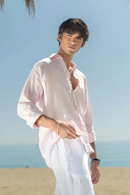 Camisa Puro Lino Premium Rosa