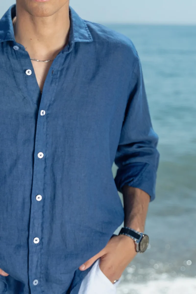 Camisa Puro Lino Premium Tinta