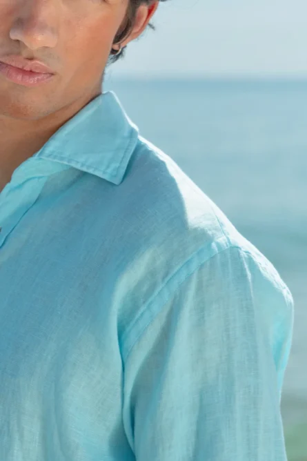 Camisa Puro Lino Premium Verde Agua