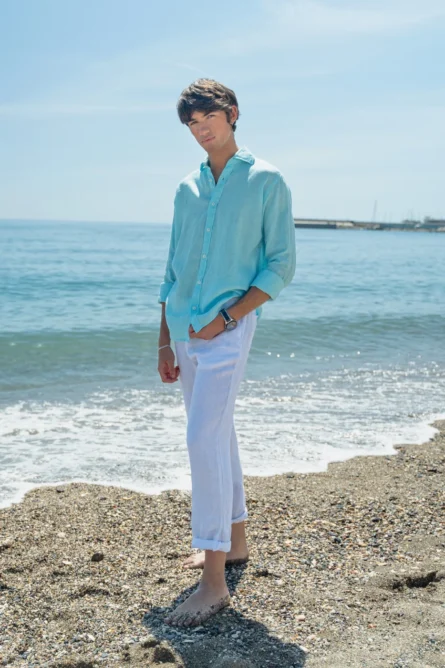 Camisa Puro Lino Premium Verde Agua