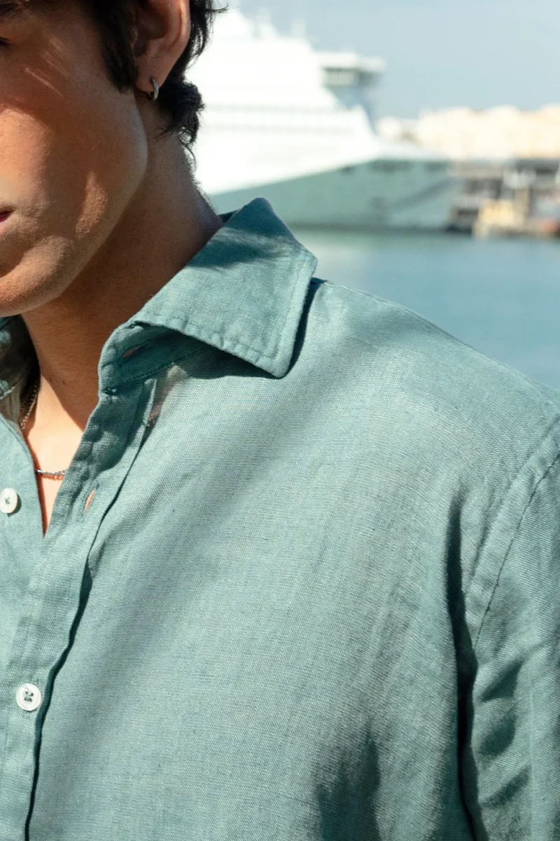 Camisa Puro Lino Premium Verde Petróleo