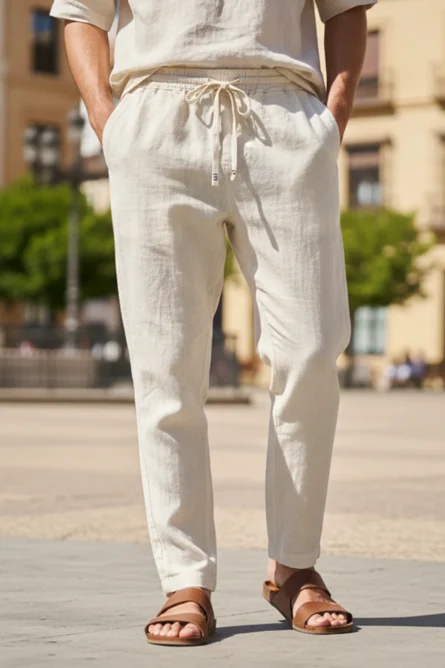 Pantalón Lino Beige Ibiza