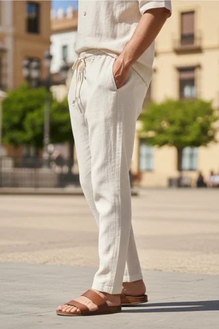 Pantalón Lino Beige Ibiza - Imagen 2