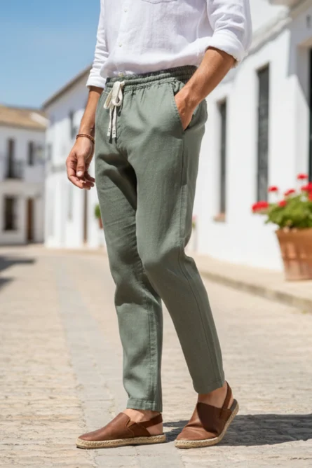 Pantalón Lino Kaki Ibiza - Imagen 2