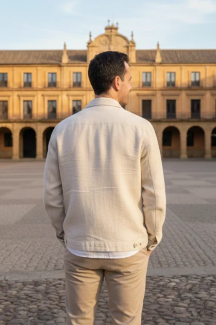 Chaqueta Lino Beige Ibiza - Imagen 2