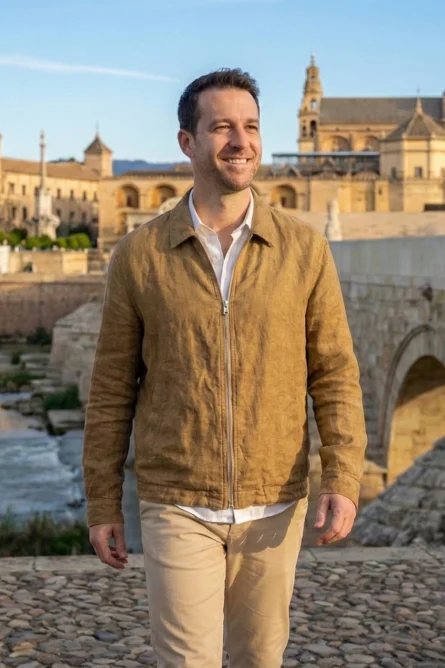 Chaqueta Lino Camel Ibiza