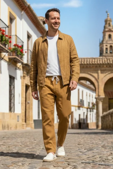 Chaqueta Lino Camel Ibiza - Imagen 3