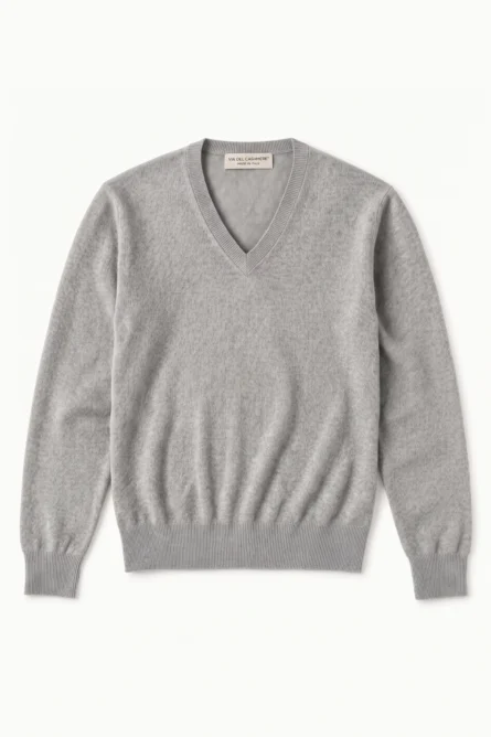 Jersey Cashmere Gris Cuello de Pico - Imagen 2