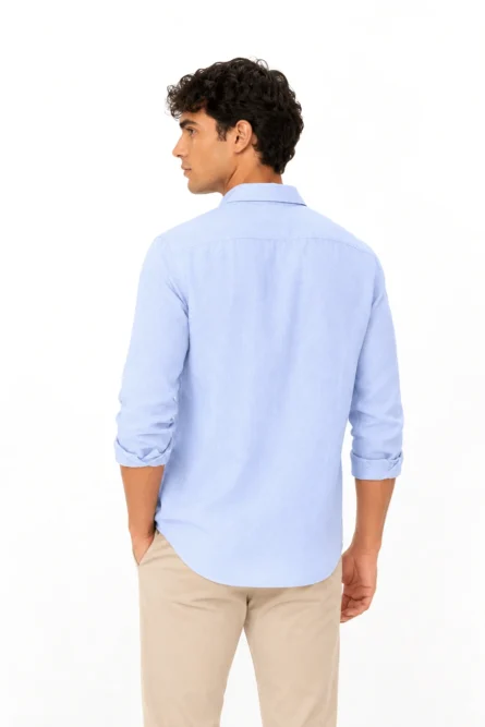 Camisa Lino Algodón Celeste - Imagen 2