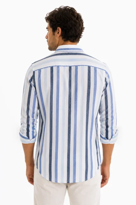 Camisa Lino Algodón Loufna Azul - Imagen 2