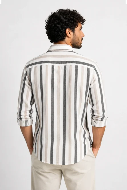 Camisa Lino Algodón Loufna Camel - Imagen 2