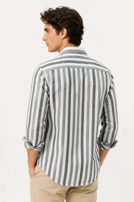 Camisa Lino Algodón Loufna Verde - Imagen 2