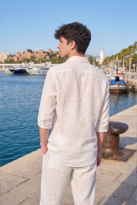 Camisa Niño Puro Lino Premium Natural - Imagen 2
