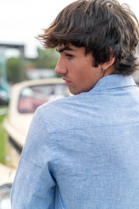 Camisa Puro Lino Algodón R2 Marino - Imagen 4
