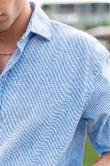 Camisa Puro Lino Algodón R2 Marino - Imagen 2