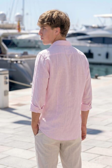 Camisa Niño Puro Lino Premium Rosa - Imagen 2